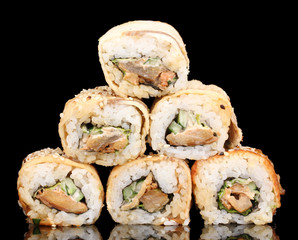 Tasty rolls isolated on black