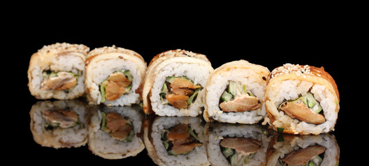 Tasty rolls isolated on black