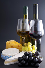 cheese, wine, grapes