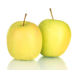 Ripe green apples isolated on white