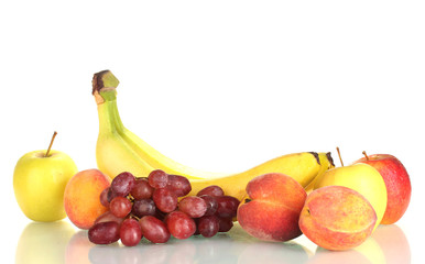 Ripe fruits isolated on white