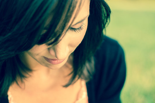portrait with closed eyes