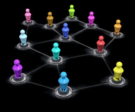 3D colored social network illustration black background