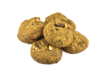 Oatmeal cookies on white background