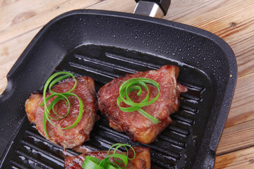 fillet strips on grill teflon black plate