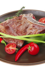 meat food : roast rib on dark dish