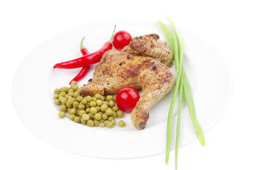 meat food : roast chicken garnished