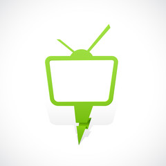 Green paper bubble with white screen