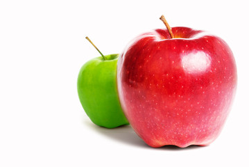 Green and red apple isolated on white background