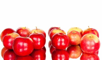 Red apples on a white background
