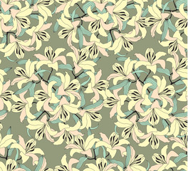 seamless pattern from yellow lily, background