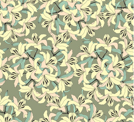Fototapeta premium seamless pattern from yellow lily, background