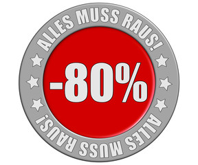 Schild graurot rund rt AMR -80 PROZENT