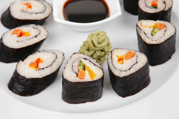Japanese Traditional Cuisine - sushi on white