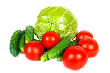 Set of fresh vegetables on white background