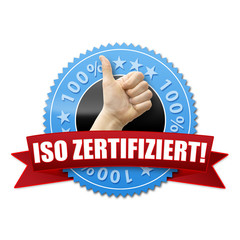 ISO zertifiziert! Button, Icon
