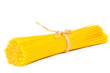 Bunch of spaghetti pasta isolated on white background