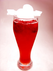 fruit red punch cocktail drink with strawberry