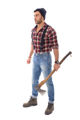 Holzf&auml;ller mit Axt in der Hand