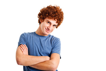 Red hair man isolated on white