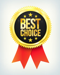 Vector best choice golden label with ribbons