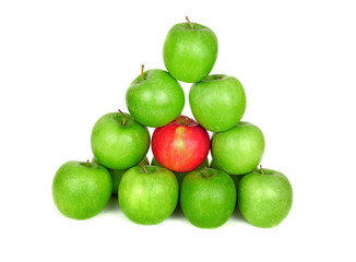 Green apples on a white background
