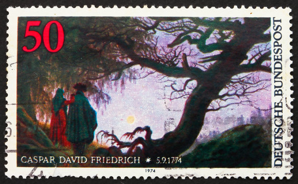 Postage stamp Germany 1974 Painting by Caspar David Friedrich