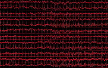 red graph brain wave eeg isolated on black background, texture