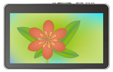 Abstract tablet device with flower illustration