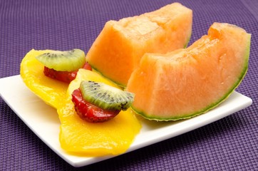 Melón,mango,fresa y kiwi