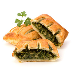 Puff pastry. Healthy pasty with spinach.