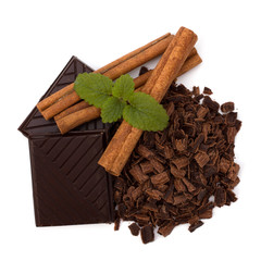 Chocolate bars and cinnamon sticks
