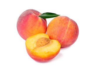 Peach fruits isolated on white background