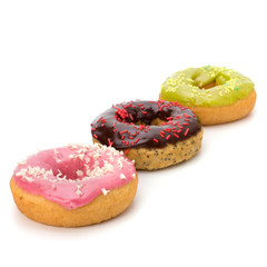 Delicious doughnuts isolated on white background