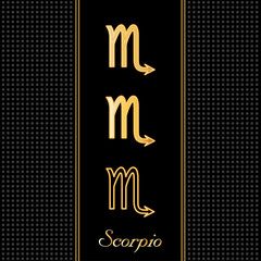 Scorpio Horoscope Symbols, 3 silhouette styles, embossed gold