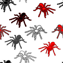 Halloween seamless pattern with black spiders