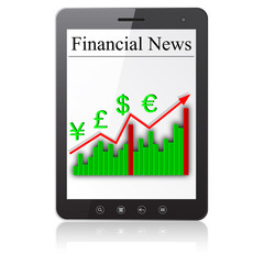 Financial News on Tablet PC. Isolated on white. Vector  illustra