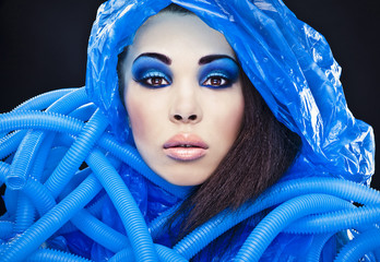 Futuristic beautiful young female face