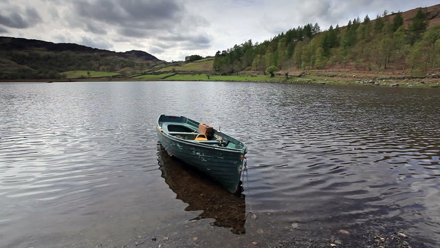 A small boat on Watendlath Tarn in the Lake District