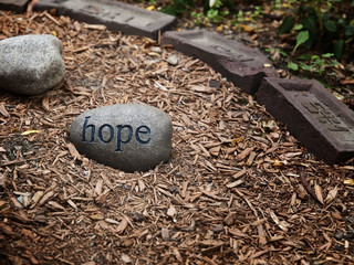 Stone with a Hope Message from the Memorial Garden in Boston