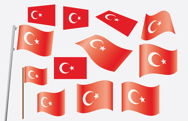 set of flags of Turkey vector illustration