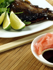 Salmon with marinated ginger