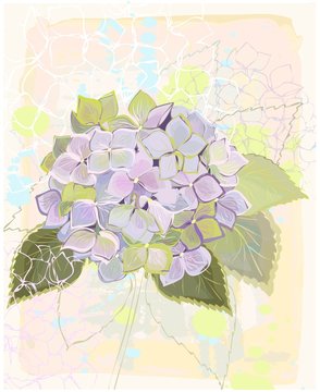 Greeting card with hydrangea.