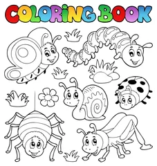 Wall murals For kids Coloring book cute bugs 1