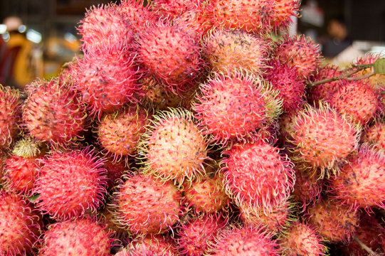 Rambutan fruit on Market stall
