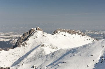 Great Giewont in snow, Tatra Mountains - obrazy, fototapety, plakaty
