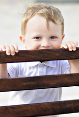 The little boy on sea coast