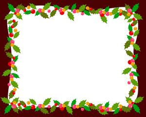 christmas frame with holly