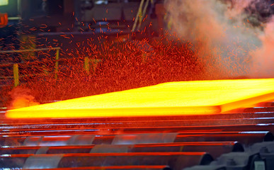 hot steel on conveyor
