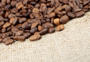 Brown roasted coffee beans.